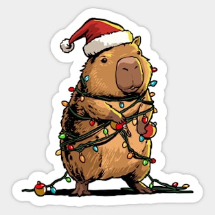 Christmas Capybara Sticker